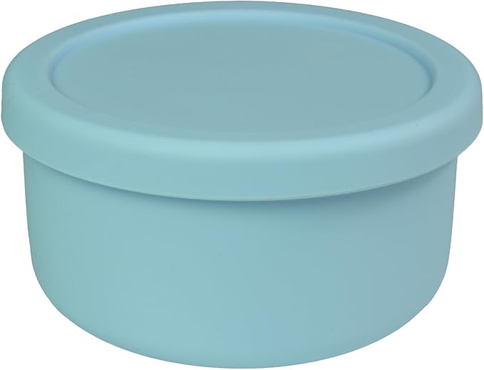 Silicone Food Storage Containers & Round Bowls with Lids - Meal Prep Containers for Kitchen Serving, Salad & Lunch - Airtight, Microwave/Fridge/Dishwasher Safe, BPA-Free, 24oz. (Grayish blue)