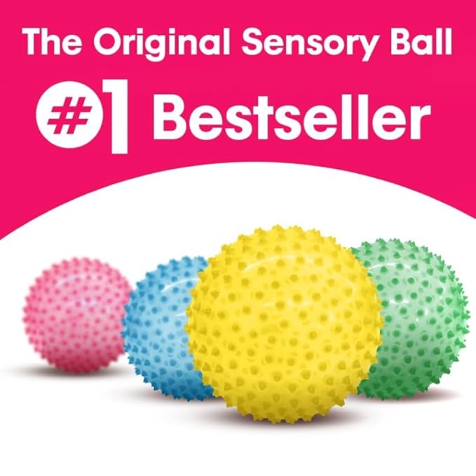 Edushape Original Sensory Ball - 7" Deflated Yellow Color Baby Ball Enhances Gross Motor Skills for Kids 6 Months & Up