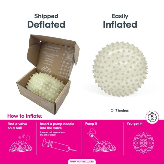 Edushape Sensory Ball for Baby - 7" Glow-in-The-Dark Color Ball Helps Enhance Gross Motor Skills for Kids 6 Months & Up