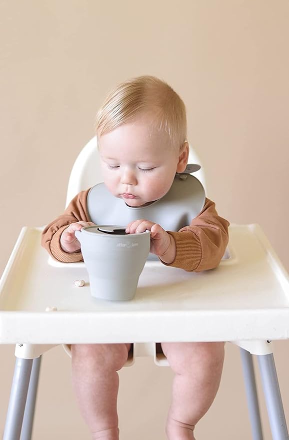 otterlove Collapsable Silicone Snack Container With Attachable Lid | 100% Pure LFGB Platinum Silicone with No Fillers | Snack Cup (2 Pack - Woodchuck & Sand)