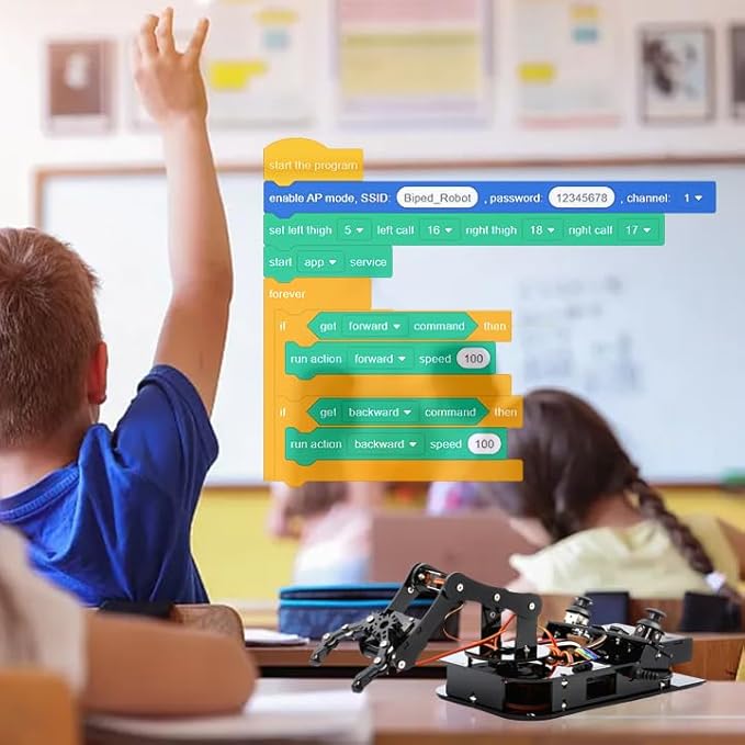 4 DOF ESP32 Robotic Arm Kit for Kids 8-12, Robotics Kit App Remote Control Robot Toys Compatible with Arduino, STEM Educational DIY Robot Arm Kit Gift for Teenagers & Adults