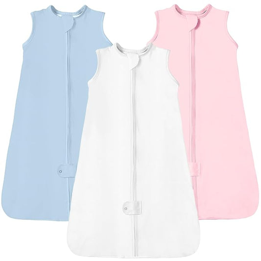 TotAha Sleep Sack 6-12-15 Months 3-Pack, Stretchy Sleepsacks, Buttery Soft, Swaddle Transition Sleeping Bag, 2-Way Safe Zippers, Silky Comfort Baby Wearable Blanket for girl boy 0.5 TOG