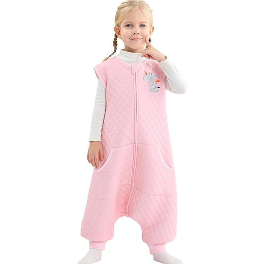 Baby Toddler Sleep Sack with Feet 2.5 TOG Winter, Wearable Blanket with Legs, Toddler Sleeping Sack Long Sleeve (Pink, 2T-3T)