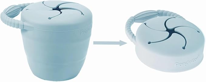 PandaEar Silicone Baby Feeding Set | 9PCS Baby Led Weaning Supplies Self Feeding Utensils | Divided Suction Plate Bowl Bibs Sippy Cup with Baby Snack Container Spoons Forks (Blue)