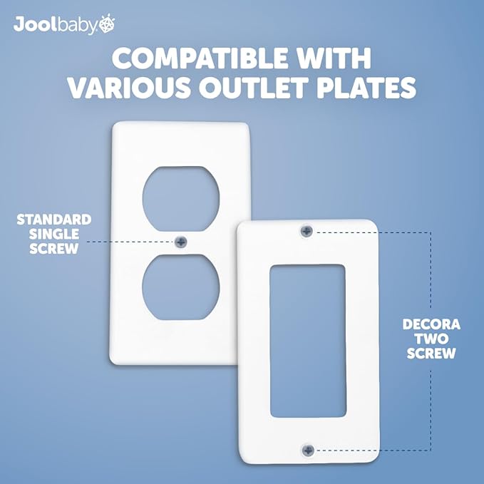 Outlet Cover Box for Child Safety (2 Pack) Duplex & Decorator Electrical Outlet Plates, Concealed Access Buttons, and Spacious Compartment - Jool Baby