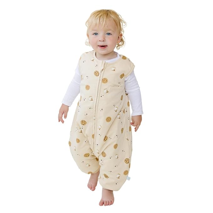 Tealbee Dreamsuit: Toddler Sleep Sack with Feet 2T 3T - 1.5 TOG Winter Baby Wearable Blanket for Walkers - Rayon made from Bamboo, Organic Cotton Sleep Bag - Cookies