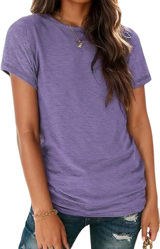 Soft Short Sleeve Shirts for Women, Crew Neck T Shirts for Women Loose Fitting Lightweight Top Basic Tee Shirt