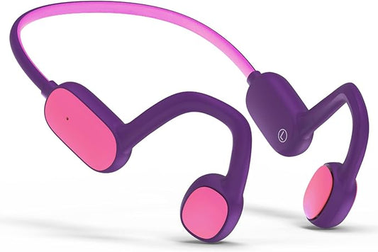 Kids Headphones, Bluetooth 5.2 Air Conduction Open Ear Headphones, 85dB Volume Limiting, Stereo Sound with Mic, IPX5 Waterproof, 20H Playtime, Perfect for School and Outdoor Activities-Purple