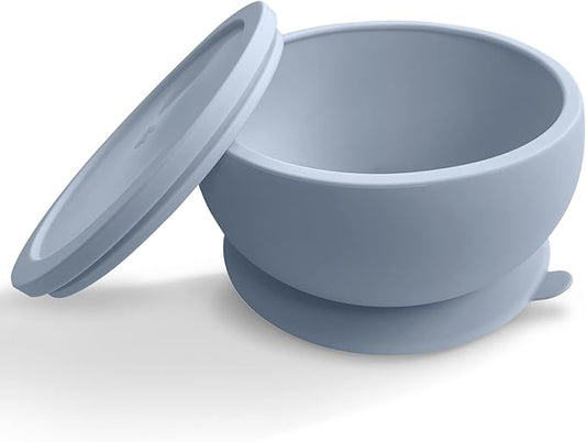 Octopod Silicone Baby Suction Bowl With Lid - Toddler & Baby Bowls, Baby Food Containers, Spill Proof Bowls For Toddlers, Suction Baby Bowls With Lids, Food Grade Silicone Bowls For Babies (Gray)