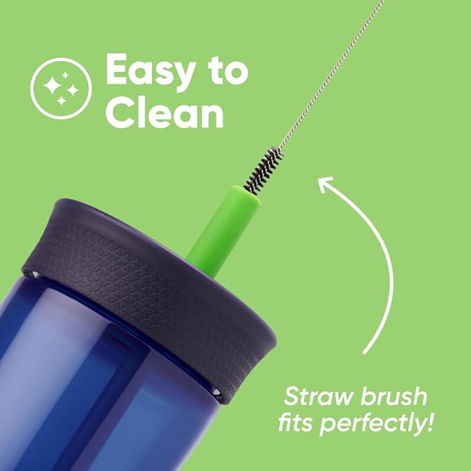 Owala Kids BPA-Free Plastic Tumbler with Spill Resistant Flexible Straw, Easy to Clean, Kids Water Bottle, Great for Travel, Dishwasher Safe, 15 Oz, Navy and Blue (Home Base)