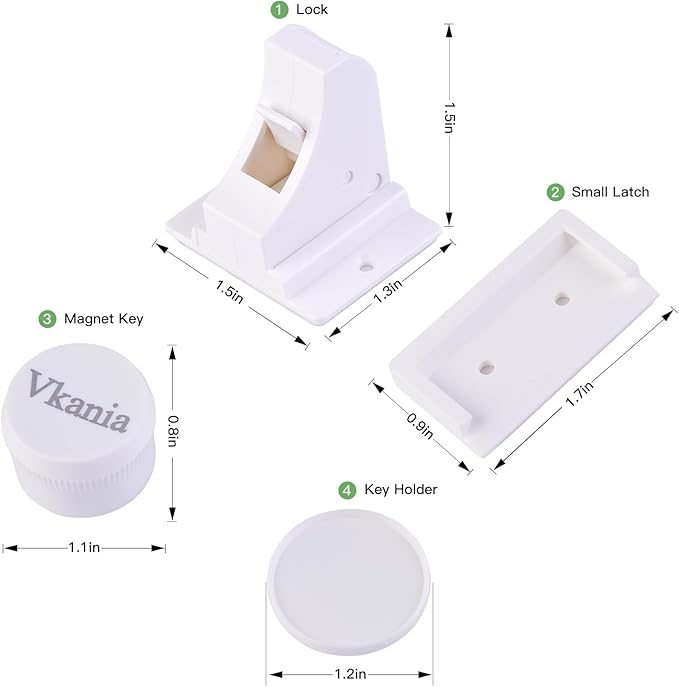 6 Pack Vkania Magnetic Cabinet Locks Baby Proofing - Baby Safety Latches for Drawers and Cabinets - Hidden Adhesive Magnet Baby Locks - Easy Installation No Drilling