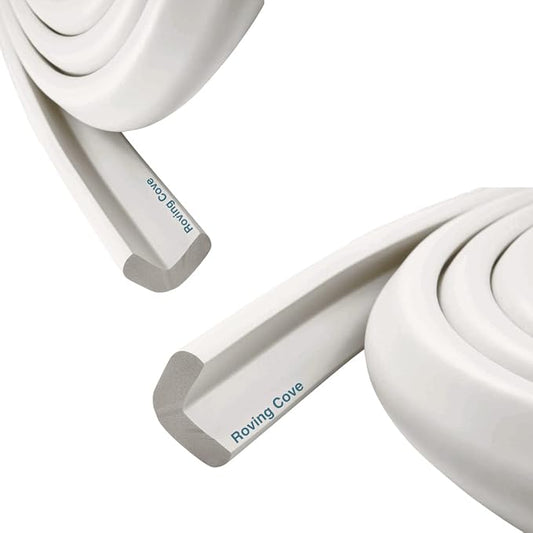Roving Cove HeftyFit Edge Protector for Baby Proofing (12ft Large Edge Only), Heavy-Duty Soft Furniture Edge Bumper Guards, Desk Edge Cushion, Wall Corner Covers, 3M Adhesive, Oyster White (Off White)