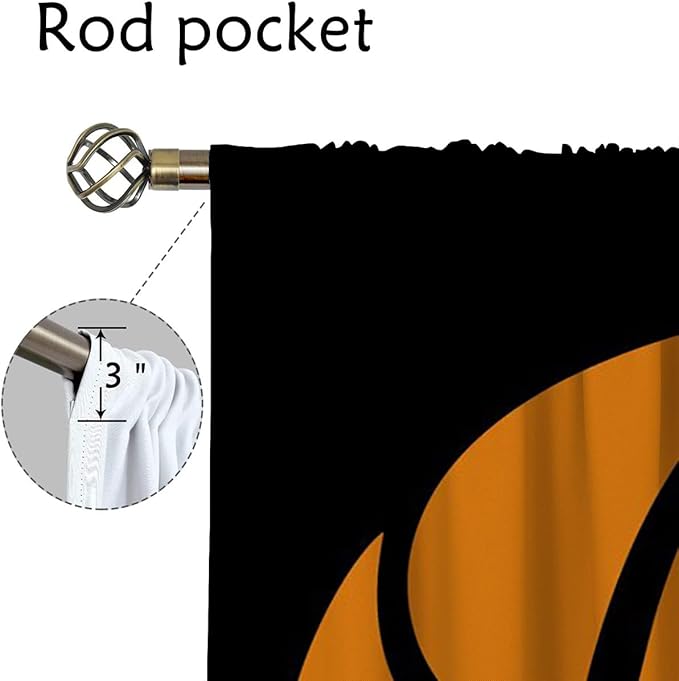 Basketball Blackout Curtains for Boy Girl Room Darkening Decor,Sport Theme and Motto Dark Background Bedroom Living Room Home Rod Pocket Thermal Insulated Window Curtain/Drapes Panel,84x84 Inch…