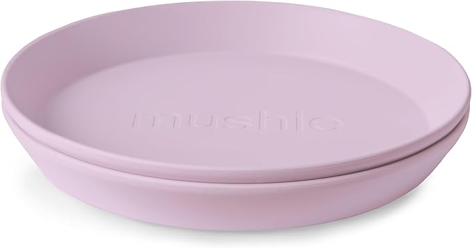 mushie Round Dinnerware Plates for Kids | Made in Denmark, Set of 2 (Soft Lilac)