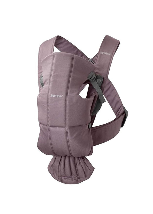 BabyBjörn Baby Carrier Mini, Cotton, Dark Purple | Newborn Carrier (7-25 lbs), Ergonomic, Easy-to-Use