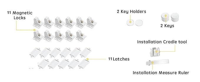Vmaisi ChildProof Magnetic Cabinet Locks (11 Locks and 2 Keys)