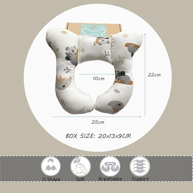 Baby Neck Pillows, Comfortable Baby Travel Head Neck Support Pillow for Car Seat Stroller Pushchair, Soft PP Cotton Travel Pillow for 0-1 Year Old Toddler Infant Newborn, Koala