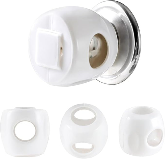 Inaya Door Knob Safety Cover for Kids (4 Pack) – Child Proof Door Knob Covers for Baby Proofing – Door Locks for Kids Safety, Fits Most Round Handles, Easy to Install, White