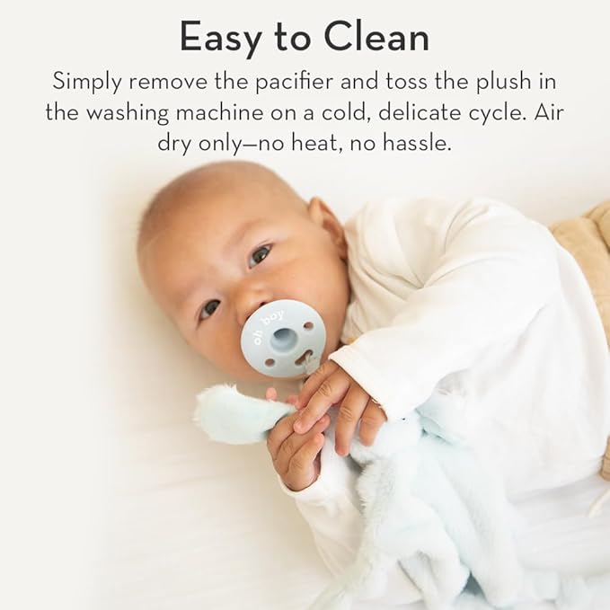 Pacifier Holder with Detachable Pacifier by Bella Tunno, Soft Animal Lovey Snuggle Toy Attaches to Teethers, Baby Gift for Newborn Boys and Girls, Babies 0+ Months, Unicorn