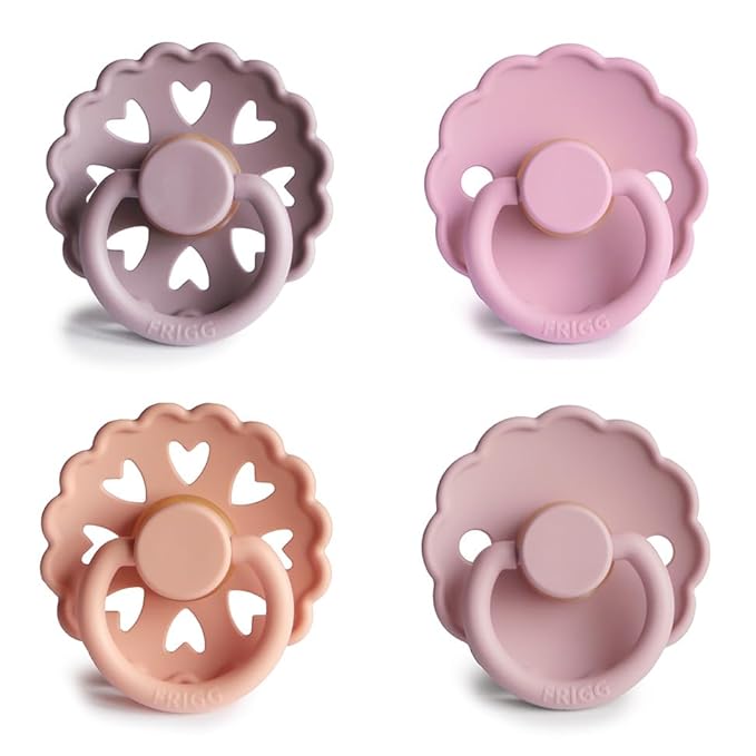 FRIGG Natural Rubber Baby Pacifier 4-Pack Sunset Bliss | Made in Denmark | BPA-Free (6-18 Months)