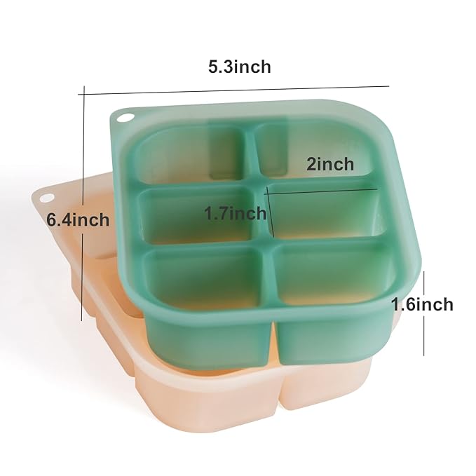 haakaa Silicone Baby Food Tray - Breastmilk Homemade Baby Food Mold - Baby Fresh Food Freezer Tray - Ice Cube Tray - - 4m+ Baby Toddler Kid - Pea Green