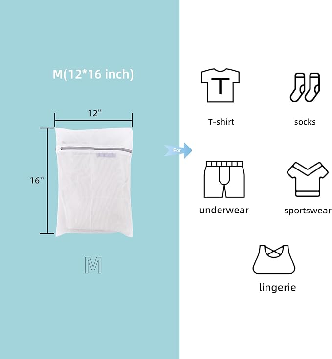 GOGOODA 3 Pack Medium Mesh Wash Bags for Delicates 12 x 16 inches Travel Laundry Bag for Travel, Laundry, Hosiery, Blouse