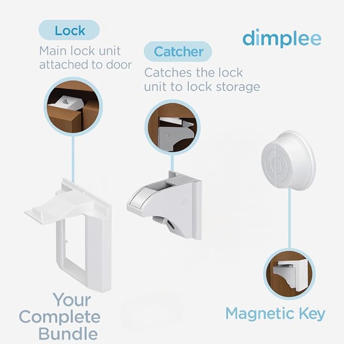 Magnetic Cabinet and Drawer Lock – 20-Piece Child Safety Lock Set + 2 Keys – Easy Installation No Drilling Required – Invisible and Aesthetic Design