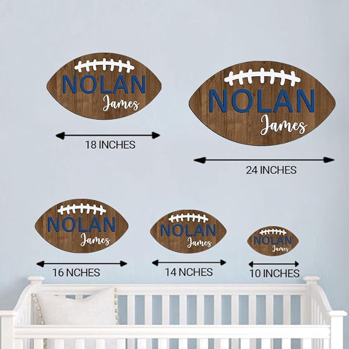 Personalized Football Name Sign, Wooden Name Sign, Football Nursery Decor, Baby Name Sign Wood Sign, Nursery Name Sign for Baby Boys, Football Gift, Kids Room Decor gift/20