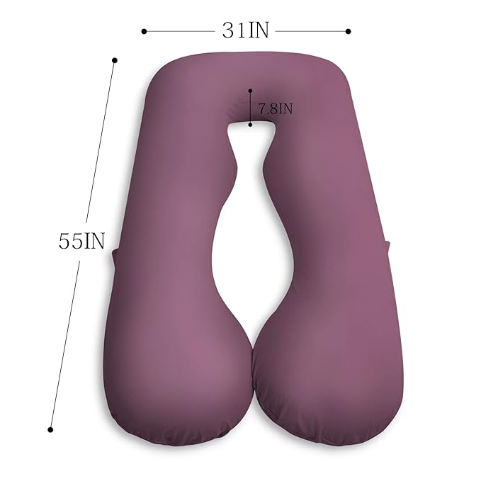 Meiz Pregnancy Pillow,Cooling Silky Pregnancy Pillows for Sleeping,Full Body Maternity Pillow for Pregnant Woman with Cooling Silky Jersey Cover,Dark Purple
