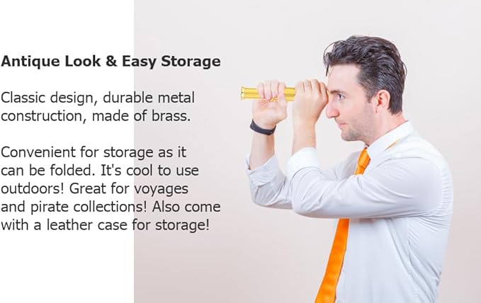 6" Solid Brass Quality Handcrafted Spyglass Telescope Set with Brown Carry Bag to Complete Your Collection [ B0957Y5NWK]