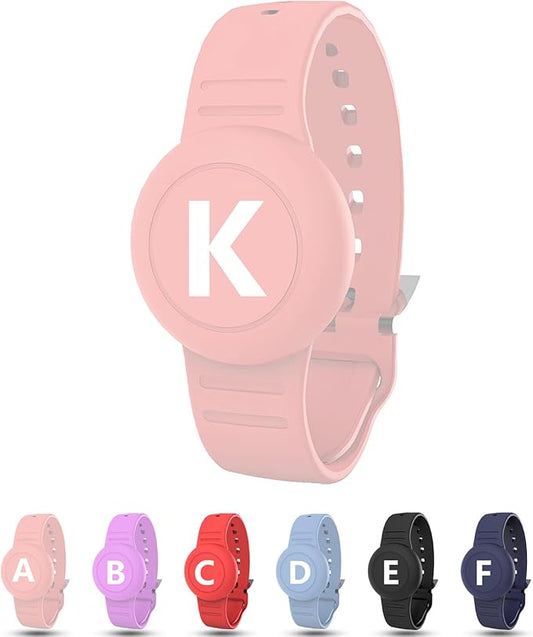 Waterproof Bracelet for AirTag Kids, Personalized Initial Letter Hidden Holder Compatible with Air Tag, Silicone Case for Airtag Adjustable Anti-Lost GPS Tracker for Toddler Child Elder, K