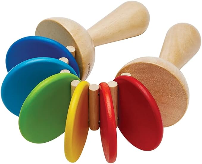 PlanToys Wooden Clatter Toy Percussion Musical Instrument (6413) | Sustainably Made from Rubberwood and Non-Toxic Paints and Dyes