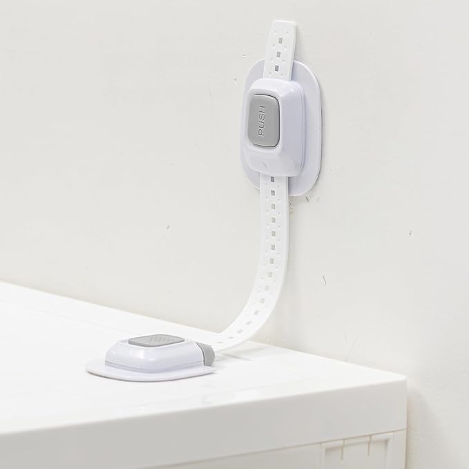 YEYA No Drill Anti tip Furniture Adjustable Straps Wall Anchors for Baby proofing with 3M Adhesive (Upgraded 2P)