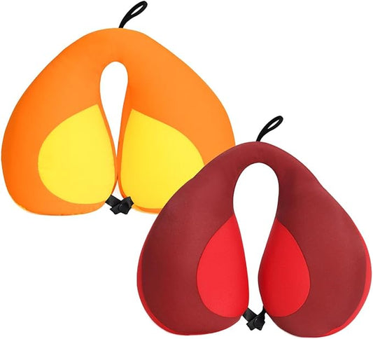 MOOB Travel Neck Pillow,Pillow for Baby Car Seat Comfortably Designed for Head, Neck, and Chin Support - Gifts for Toddler/Child/Kids,Yellow +Red