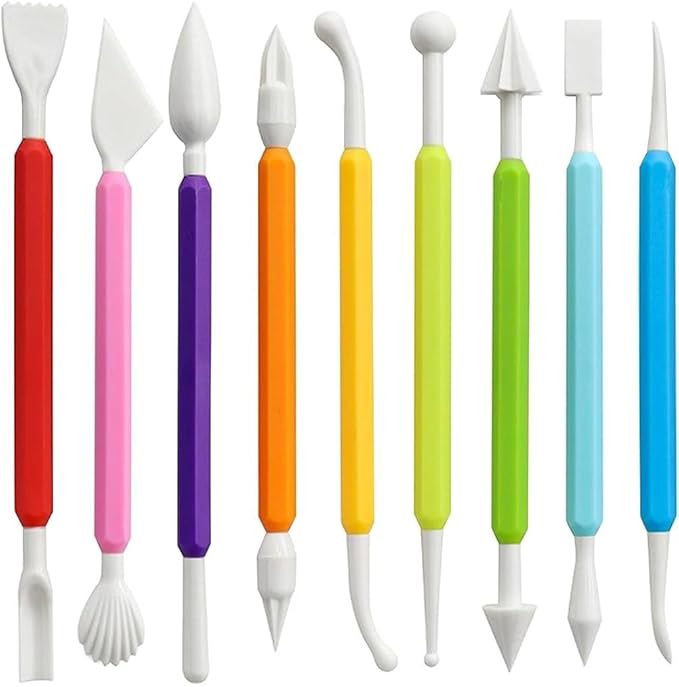 LINPHCEY 9PCS Clay Tools for Kids Air Dry Clay Tool Kit Plastic Clay Sculpting Tools Set for DIY Pottery, Modeling Sculpey Polymer Clay – Safe & Easy Grip for Beginners & Craft Lovers