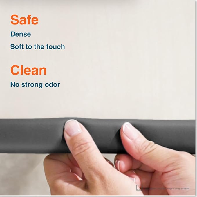 Roving Cove HeftyFit Edge Protector for Baby Proofing (9ft Large Edge Only), Heavy-Duty Soft Rubber Foam Furniture Edge Bumper Guards, Desk Edge Cushion, Wall Corner Covers, 3M Adhesive, Onyx Black