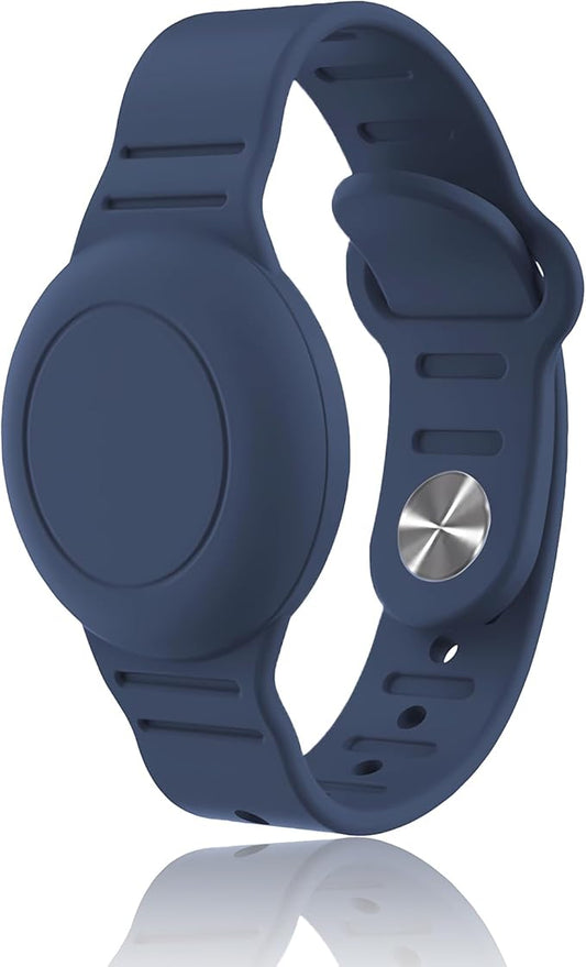 Kids Waterproof Airtag Bracelet Compatible with Apple AirTag, Hidden Silicon Protective Case for Air Tag GPS Tracker Holder, Adjustable Anti-Lost Watch Band for Toddler Child (Navy)