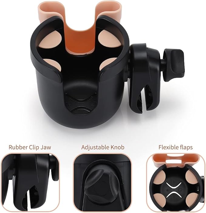 Accmor Stroller Cup Holder with Phone Holder, Bike Cup Holder, Universal Cup Holder for Uppababy Nuna Doona Strollers, 2-in-1 Cup Phone Holder for Stroller, Bike, Wheelchair, Walker, Scooter