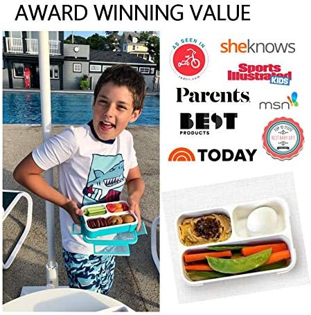 kinsho Snack Containers - SMALL Bento Lunch Boxes for Kids Girls Boys | MINI Leak-proof Box, Portion Container for School | Blue Navy Aqua Orange 4 Pack