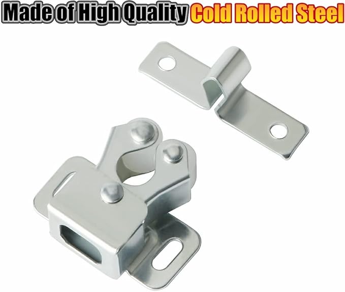 Alise Cabinet Door Latch,Cupboard Closet Doors Catch Closer Double Ball Roller Latches,Cold Rolled Steel Silver CA1000LS-12P(Pack of 12)