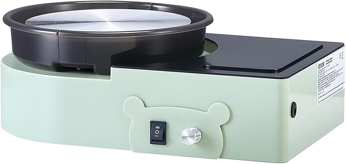 VEVOR Mini Pottery Wheel For Kids and Beginners, 6” Turntable, Two-way Rotation, Adjustable Speed, Complete Pottery Set with Clay Art Supplies Sculpting Tools, Craft Gifts for Kids Teens Adults, Green