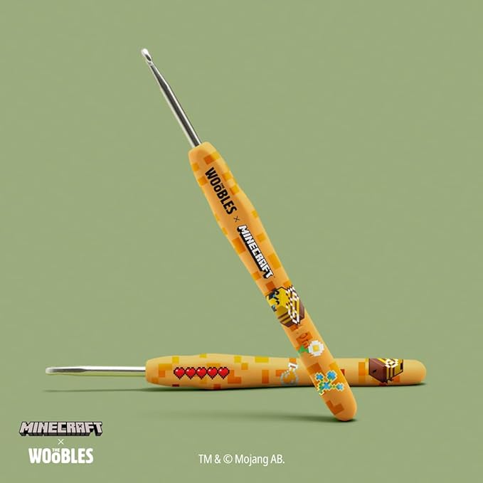 The Woobles Minecraft Crochet Kit – Beginner Crochet Kit for Adults & Kids, Easy Knitting Kit with Woobles Yarn, DIY Crafts, Crochet Animals, Minecraft Toys, Gift for Gamers & Crafters (Bee)