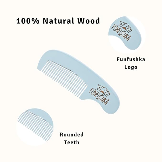 Baby Hair Brush Set for Newborns - Baby Brush and Comb Set - Ultra Soft Goat Hair Bristles, Perfect for Cradle Cap, Newborn Showers & Registries Gift, Comb Brush for Girls & Boys (Sky)