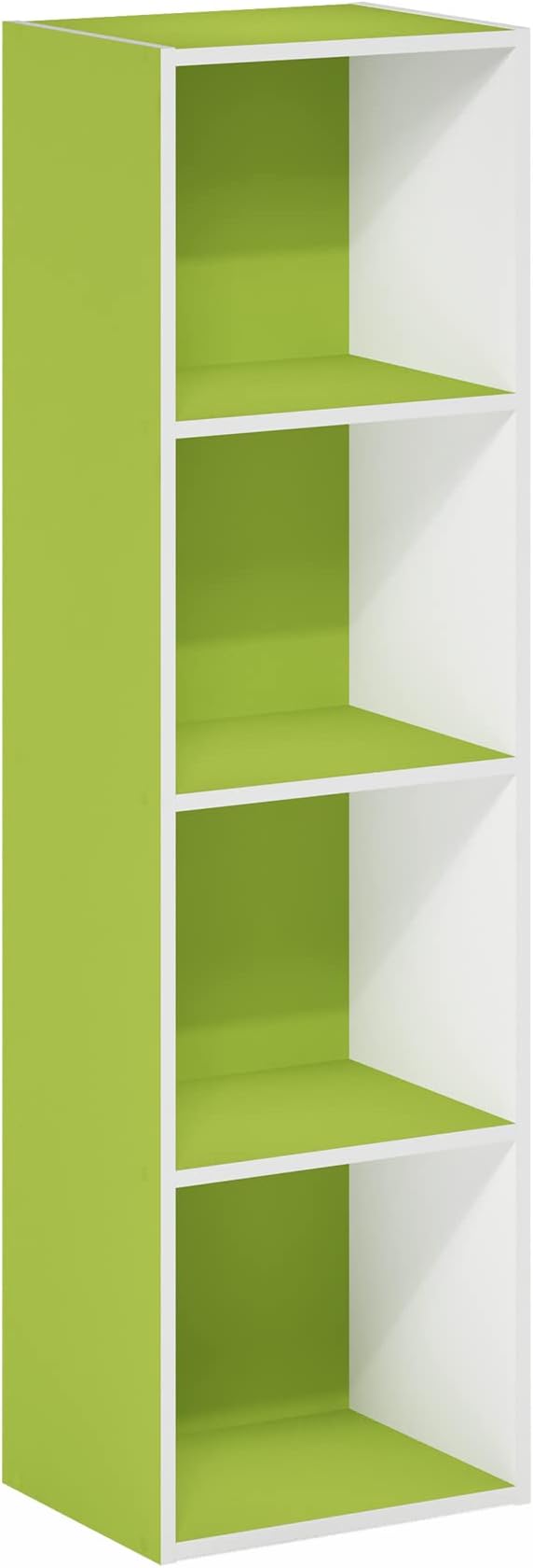 Furinno Luder Bookcase / Book / Storage, 4-Tier Cube, Green/White