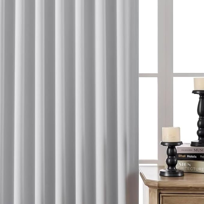 Joydeco 84 Inch 60% Blackout White Curtains 2 Panels,Elegant Soft Sheer Curtains for Bedroom,Thermal Insulated Black Out Drapes for Living Room,Rod Pocket Back Tab Drapes(W37 x L84 Inch,Greyish White)
