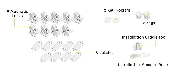 Vmaisi Baby Proofing Magnetic Cabinet Locks (9 Locks and 2 Keys)