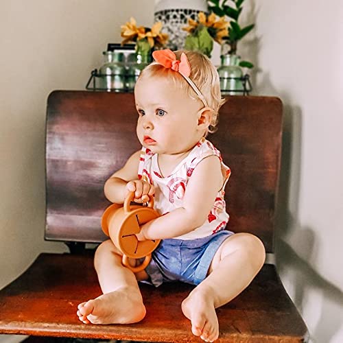 BraveJusticeKidsCo | Snack Attack II Snack Cup | Collapsible Silicone Snack Container | Toddler and Baby Snack Catcher Lid (Honey Ginger)