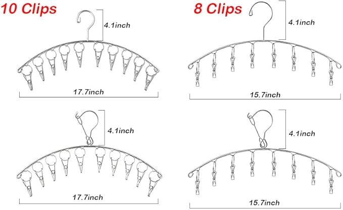 DurReus Strong Stainless Steel Laundry Drying Rack Clothes Hanger with 10 Clothespins Indoor Space Saver Hanging Clothing Organizer Mitten Sock Hangers