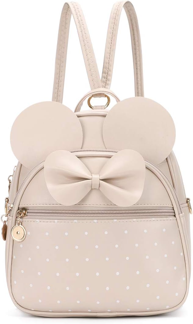 KL928 Girls Bowknot Polka Dot Cute Mini Backpack Small Daypacks Convertible Shoulder Bag Purse for Women
