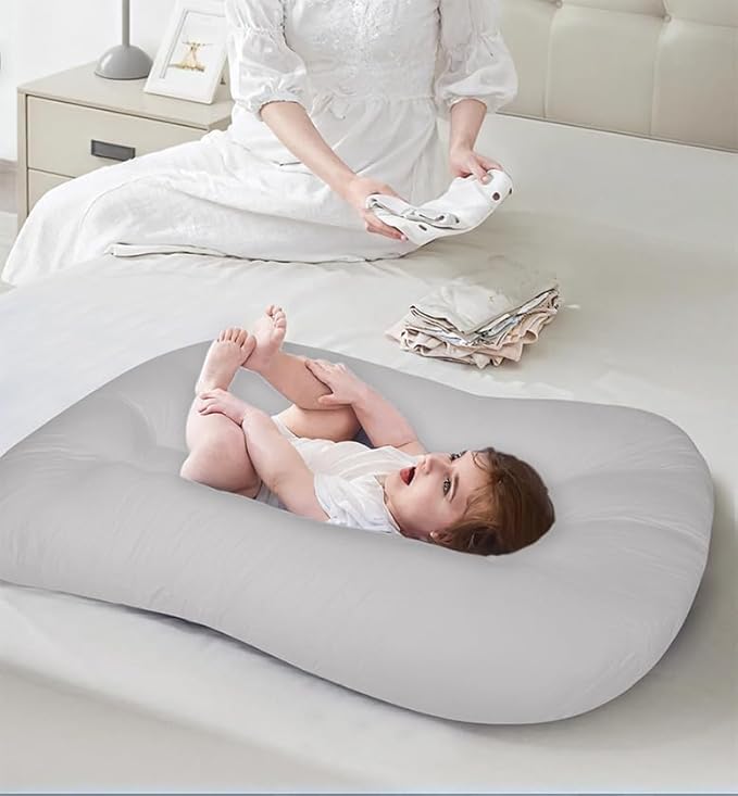 Baby Lounger for Newborn 0-18 Months, Bionic Design Infant Floor Seats & Loungers for Home and Travel, Soft Organic Cotton Baby Lounger, Newborn Babies Shower Gifts